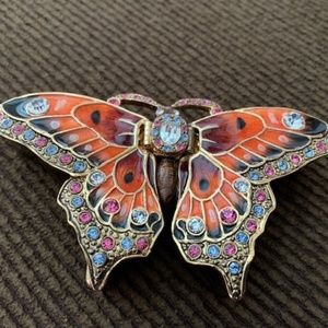 Stunning Butterfly Jeweled Crystal Trinket Box